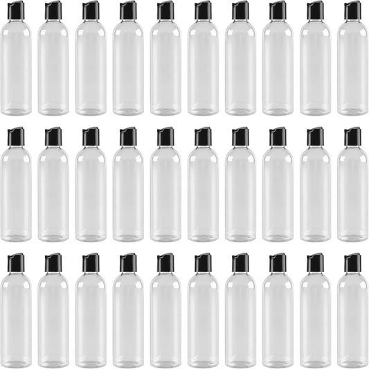 30 Pack 8oz Plastic Squeeze Bottles with Disc Top Flip Caps