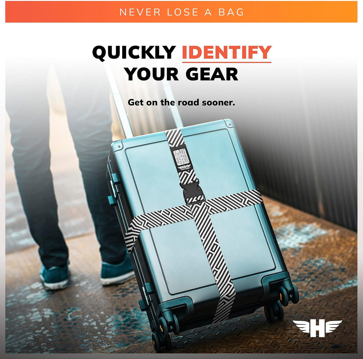 Hero Luggage Straps for Suitcases (2-Pack) Heavy-Duty Adjustable Luggage Belt with Duraflex Buckle & Built-in Luggage Tag – Checked Bag & Carry-on Travel Essentials