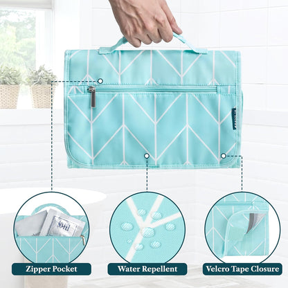 PAVILIA Hanging Toiletry Bag for Women Men Foldable Travel Organizer, Teal