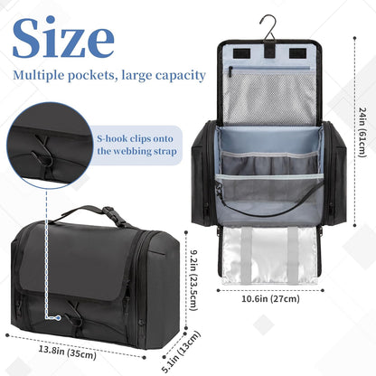 GDNasist Hanging Travel Toiletry Bag for Men, Large Hygiene Bag Organizer