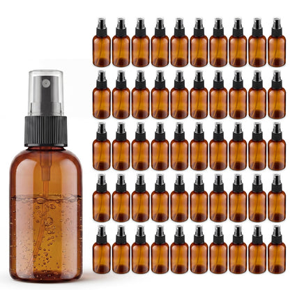 2 oz Amber Small Spray Bottle, Empty Spray Bottles plastic spray bottles Fine Mist Spray for Hair, Travel, Plants, Cleaning Solutions and Skin Care (24)