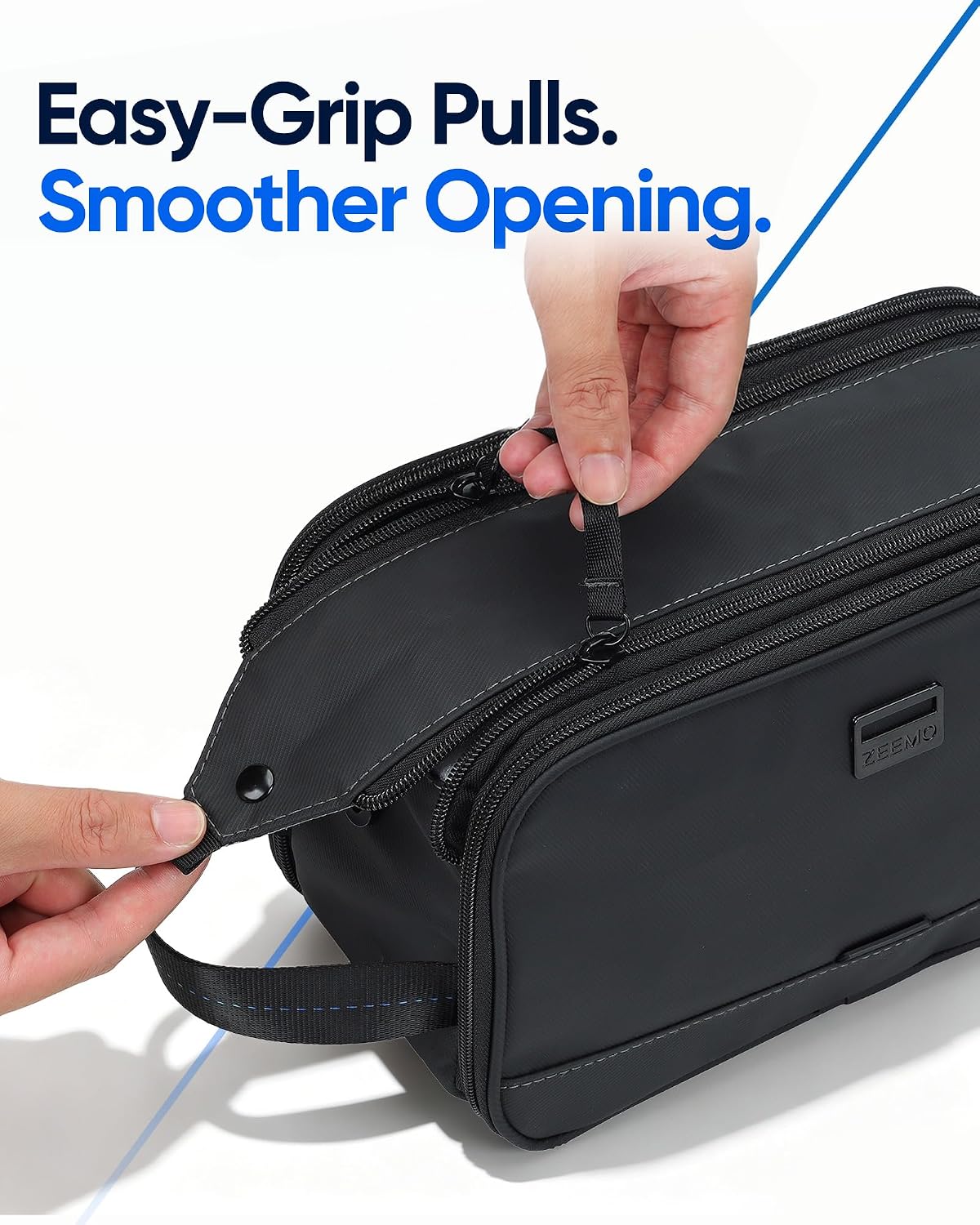 ZEEMO Travel Toiletry Bag for Men, Full Open Dopp Kit with Dual Compartment