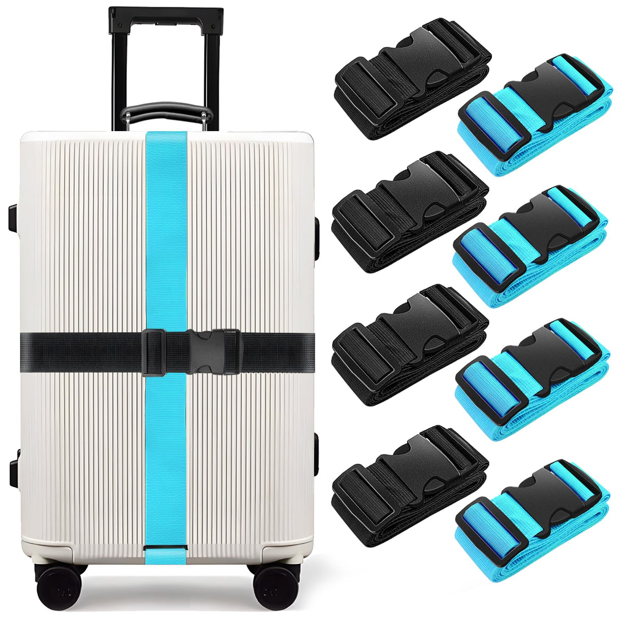BILIONE Luggage Straps for Suitcases,79" Long Adjustable Luggage Belts