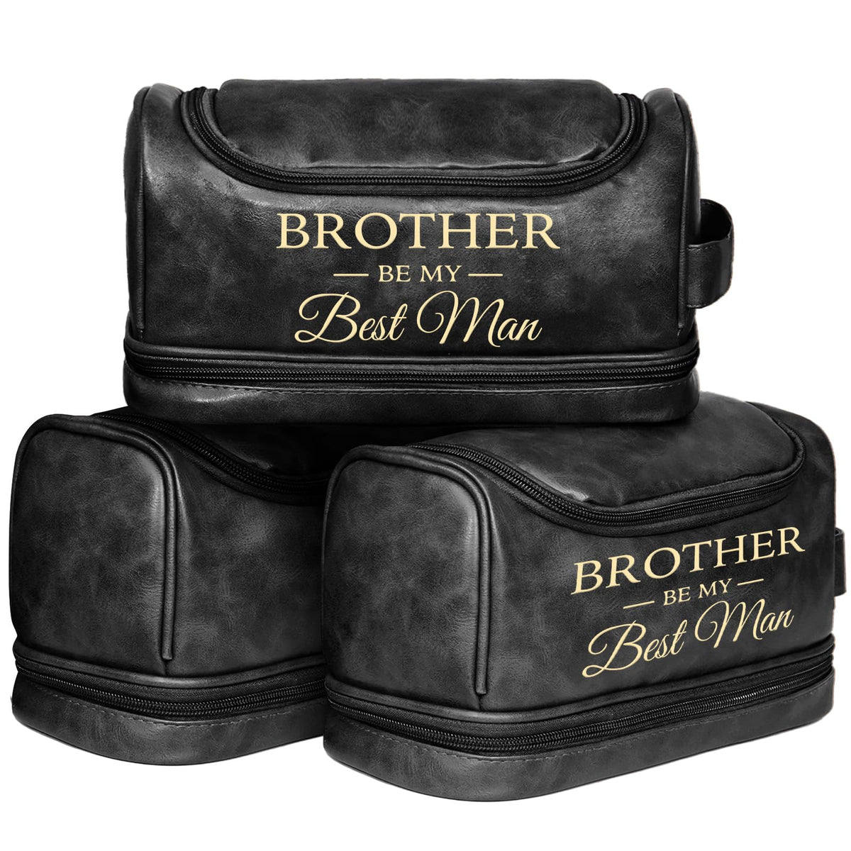 Father's Day Travel Toiletry Bag for Men, Leather Waterproof Shaving Kit Bag with Hanging Hook, Birthday Anniversary Christmas Presents for Father(DB-P)