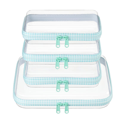 Clear Zipper Pouches, Hard Shell Zipper Case (M+3S)