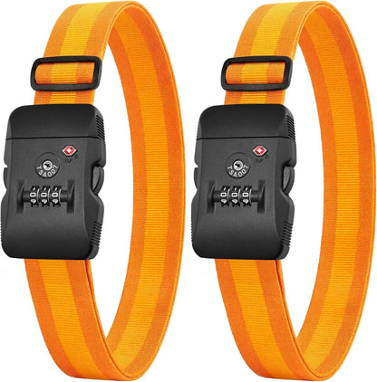 LUGGEX Luggage Straps TSA Approved, Adjustable Straps for Suitcases,Orange