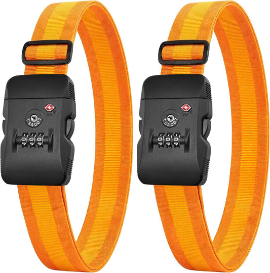 LUGGEX Luggage Straps TSA Approved, Adjustable Straps for Suitcases,Orange