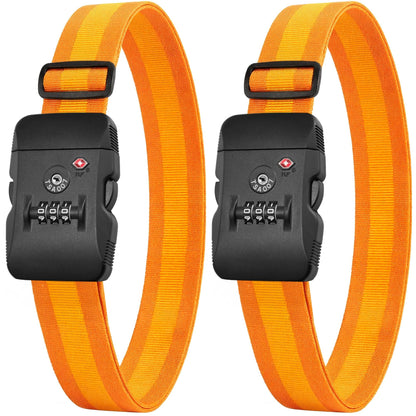 LUGGEX Luggage Straps TSA Approved, Adjustable Straps for Suitcases,Orange