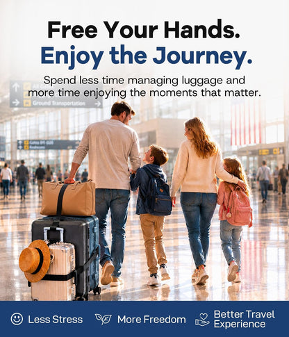 Adjustable Luggage Connector Straps for Suitcases, Multi Luggage Strap Kit for Family & Solo Travel, Keep Bags Together, Hands-Free Travel Strap for Carry-On & Checked Luggage