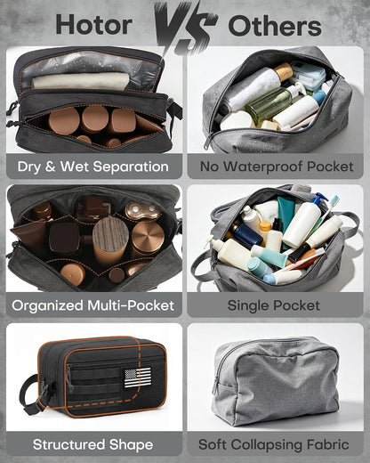 HOTOR Tactical Toiletry Bag Men, MOLLE Pouches, EDC Pouch, Medium, Black
