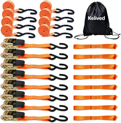 Ratchet Tie Down Straps 8PK, 1in x 16ft, 1740lb Break Strength