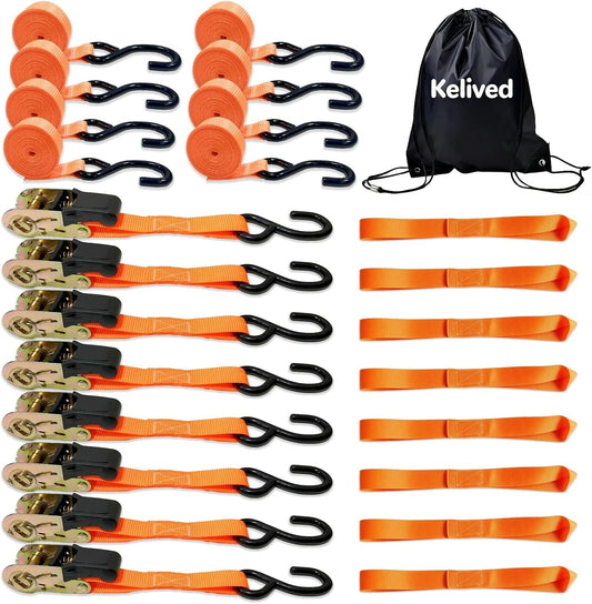 Ratchet Tie Down Straps 8PK, 1in x 16ft, 1740lb Break Strength