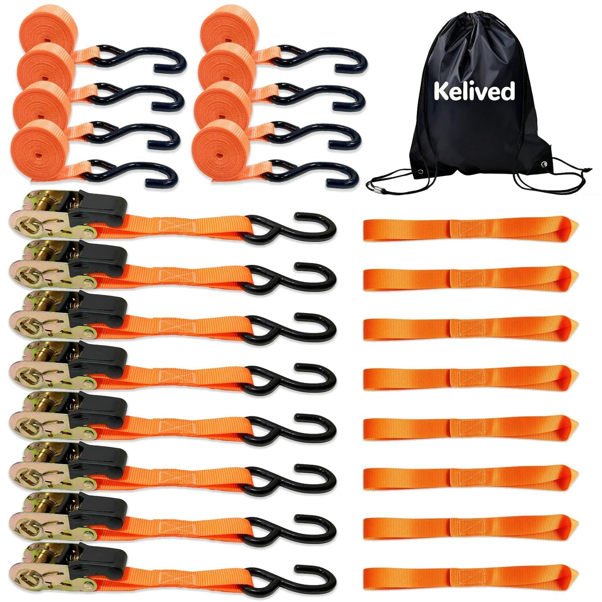Ratchet Tie Down Straps 8PK, 1in x 16ft, 1740lb Break Strength