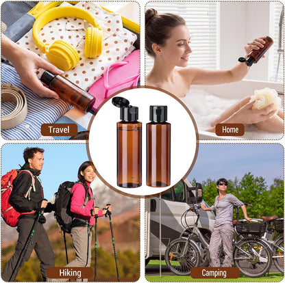 Gisafai 100 Pack Amber Empty Lotion Bottles 3.4oz Squeeze Bottles