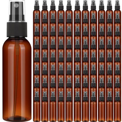 Nuogo 90 Pack 4 oz Plastic Mini Spray Bottles Refillable Travel Size, Amber