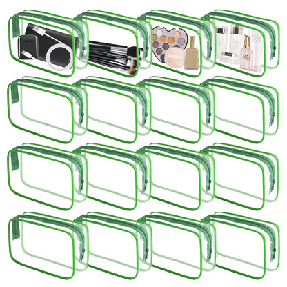 16 Pieces Clear Makeup Bags Bulk, TSA Approved Toiletry Bag for Travel, PVC Waterproof Cosmetic Pouches Clear Pouch with Zipper for Men and Women Carry-on Travel Essentials Cosmetic Bags (White-M)
