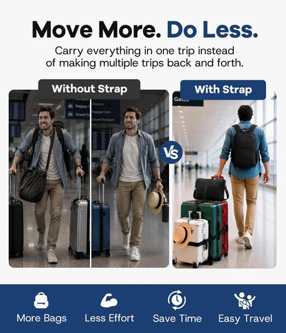 Adjustable Luggage Connector Straps for Suitcases, Multi Luggage Strap Kit for Family & Solo Travel, Keep Bags Together, Hands-Free Travel Strap for Carry-On & Checked Luggage