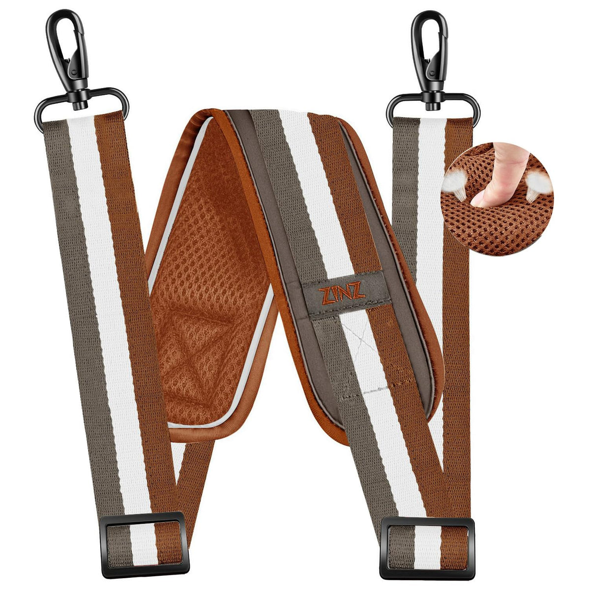 ZINZ 79 inch Shoulder Strap, Extra-thick Fixed Cushion Pad and Dual Clasps Universal Replacement Strap with Metal Swivel Hooks for Laptop Bags, Luggage Bags, Camera, Crossbody (200cm,Brown)