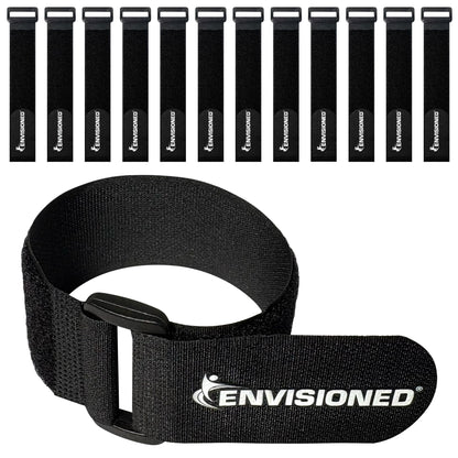 Reusable Cinch Straps 2" x 60" - 6 Pack, Multipurpose Strong Gripping, Quality Hook and Loop Securing Straps (Black)
