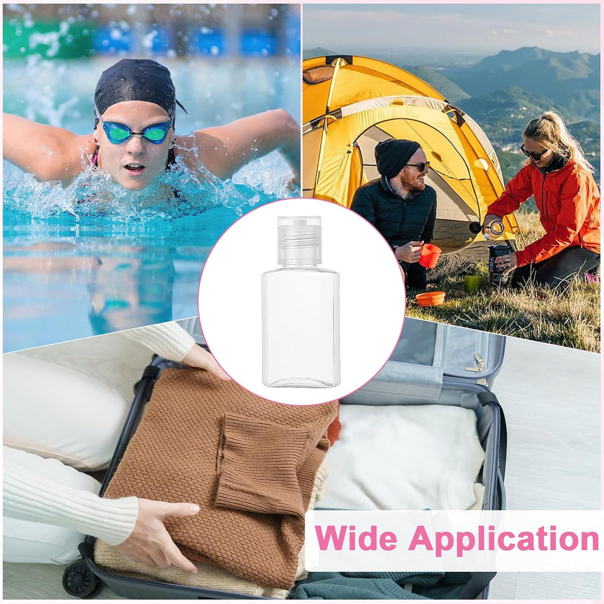 100 Pcs 30 ml/1 oz Travel Bottles with 10 Funnels, Mini Clear Plastic Empty Bottle with Flip Cap Portable Refillable Containers for Shampoo, Shower Gel, Lotion, Emulsion, Foundation