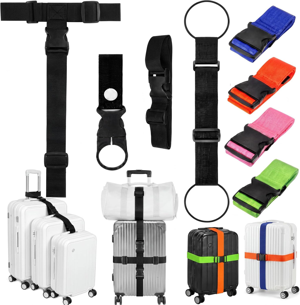 Sadnyy Luggage Straps for Suitcases 8 Pack Chic Style