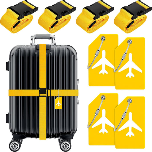 Weewooday 8 Pcs Luggage Straps Suitcase Tags Set for TSA Approved