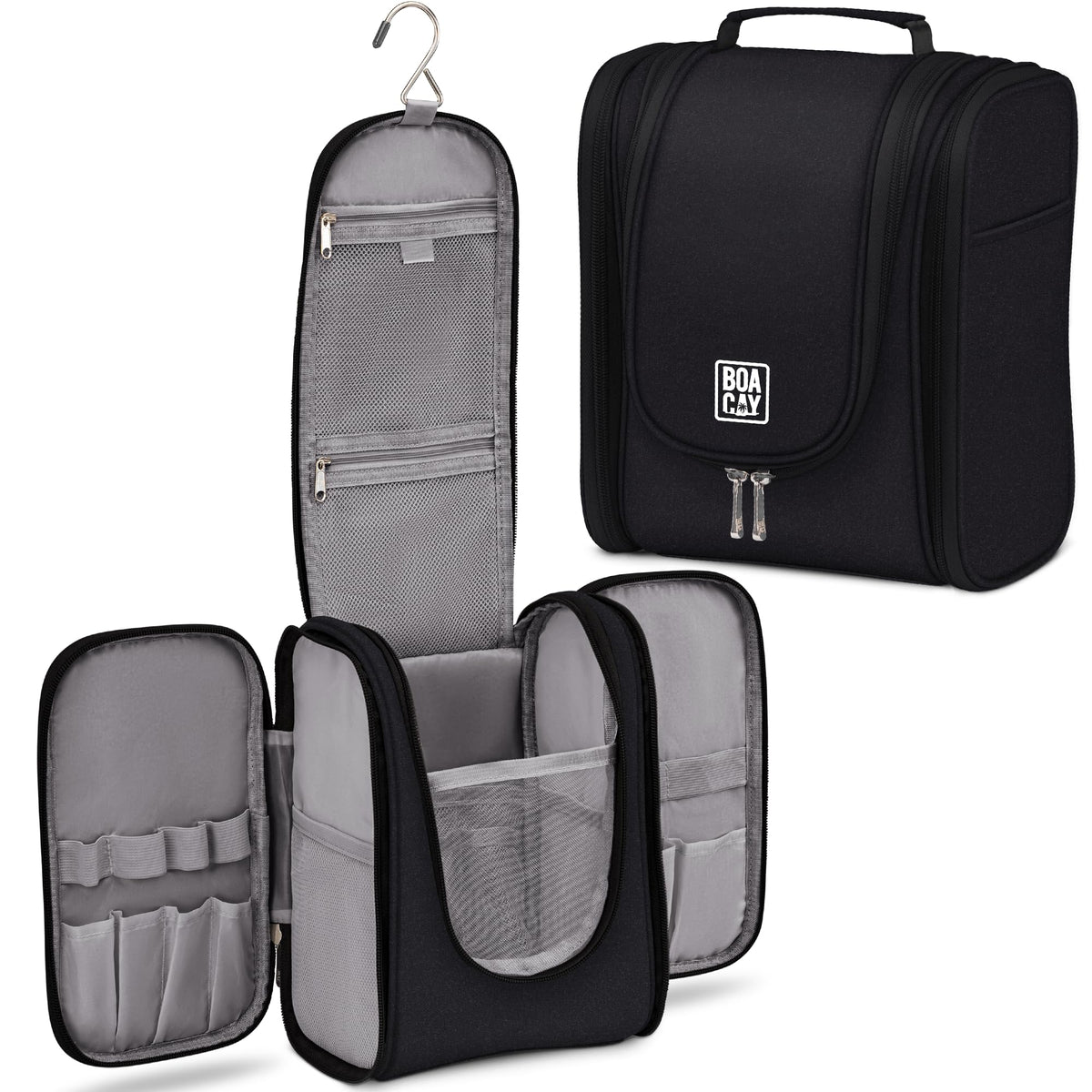 BOACAY Hanging Travel Toiletry Bag for Women and Men, Makeup Bag, Bathroom & Shower Organizer Kit for Accessories, Cosmetics, Travel Essentials