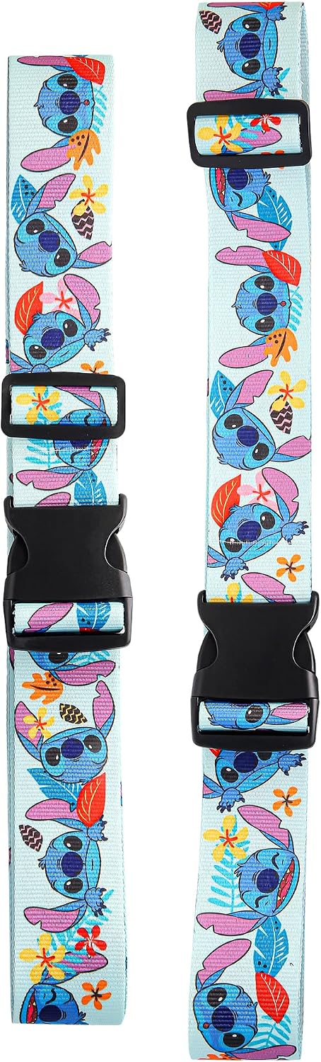 Disney Stitch Luggage Strap 2-Piece Set Officially Licensed, Adjustable Luggage Straps from 30'' to 72''