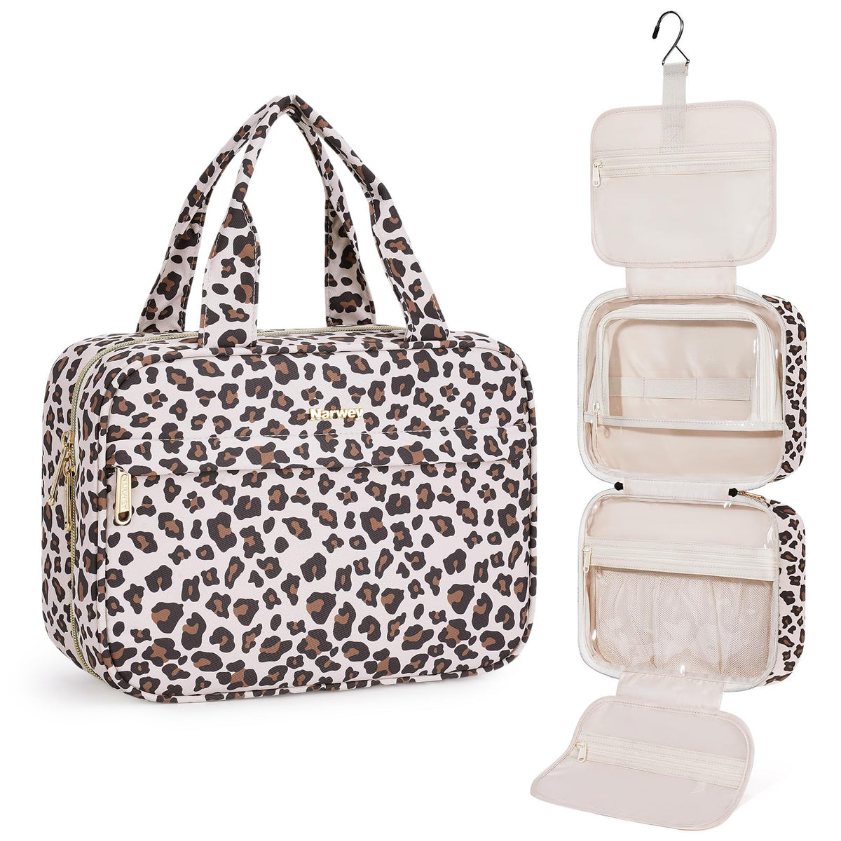 Narwey Hanging Travel Toiletry Bag for Women, Cosmetic Makeup Bag Organizer