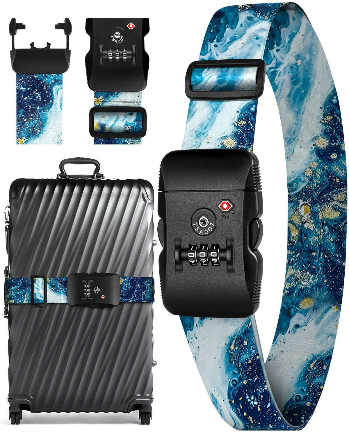 Slohif Luggage Straps TSA Lock for Suitcases - Travel Belt TSA Approved Accessories Luggage Identifiers Carry On Bag with Buckle Nylon Adjustable Band for Add a Bag Butterflies