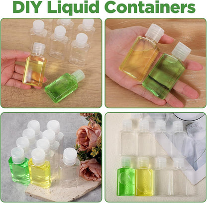 100 Pcs 1 oz Travel Bottles - Clear PET Refillable Containers with Flip Caps, Leak-Proof Mini Bottles for Shampoo, Lotion, Handwashing Fluid & More