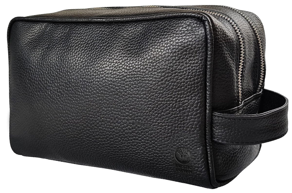 Leather Travel Toiletry Bag for Men, Full Grain Cosmetic Dopp Kit Organizer