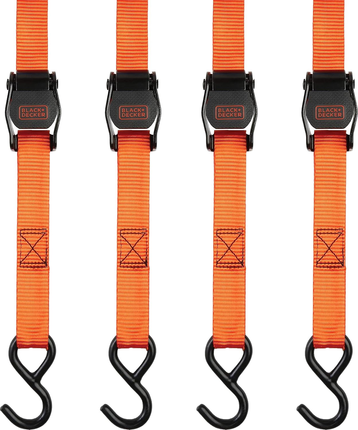 BLACK+DECKER 1" x 10' Light-Duty Cambuckle Tie-Down Straps, 4-Pack