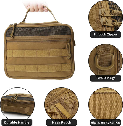 SMONT Toiletry Bag for Men Travel Toiletry Organizer Dopp Kit Travel Organizer Toiletries Tactical Bag Shaving Hygiene Bag Bathroom Hanging Men's Toiletry Bag for Short Trips Brown