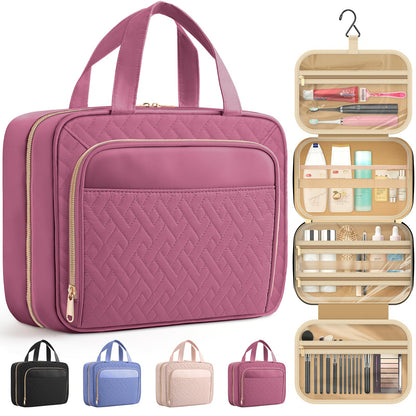 HOTOR Hanging Travel Toiletry Bag Women Men, Rosewood-Pink, Medium