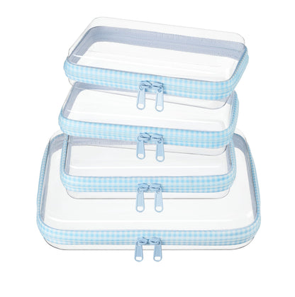 Clear Zipper Pouches, Hard Shell Zipper Case (M+3S)