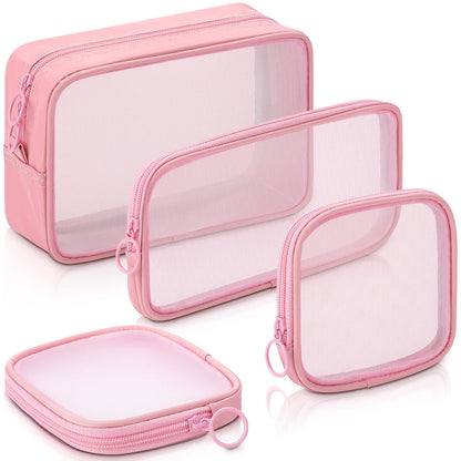 Weewooday 4Pcs Mesh Makeup Bag, Gray, Small, Large, Medium, Classic