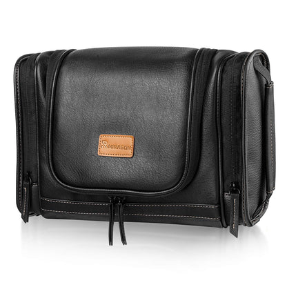 MIRASON Travel Toiletry Bag, Hanging Toiletry Bag for Men, Leather Travel Shower Bag for Toiletries Dopp Kit Bathroom Bag with Metal Hook, Gift for Men (Brown)
