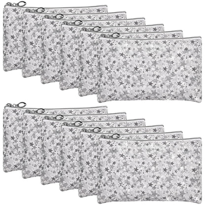 16 Pieces Clear Makeup Bags Bulk, TSA Approved Toiletry Bag for Travel, PVC Waterproof Cosmetic Pouches Clear Pouch with Zipper for Men and Women Carry-on Travel Essentials Cosmetic Bags (White-M)