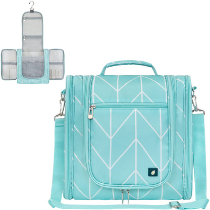 PAVILIA Toiletry Bag Travel Bag for Women Men, Hanging Cosmetic Organizer, Water Resistant Makeup Bag for Accessories Toiletries, Large Travel Essentials Kit (Floral Grey)