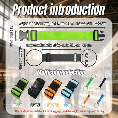 4-Pack Luggage Straps for Suitcases with 2 Connector Strap