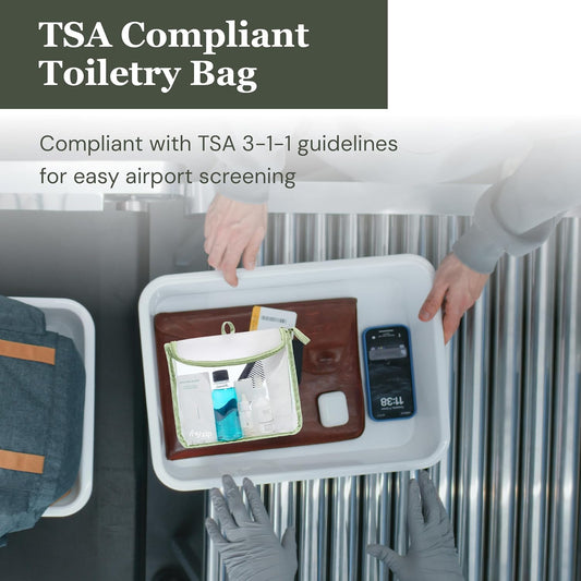 (re)zip Clear Quart Travel Toiletry & Cosmetic Bag, TSA Compliant - Sage