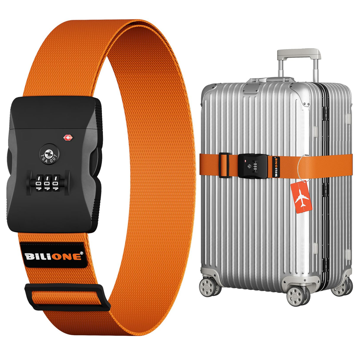 BILIONE Luggage Straps TSA Approved, Suitcase Belt with TSA Lock (2PCS)