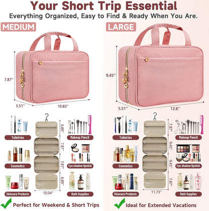 Travel Toiletry Bag for Women, Hanging Makeup Organizer Clear Pockets