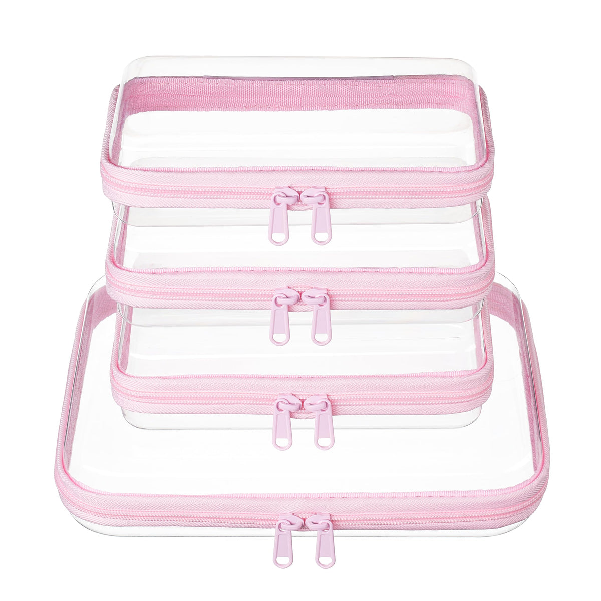 Clear Zipper Pouches, Hard Shell Zipper Case (M+3S)