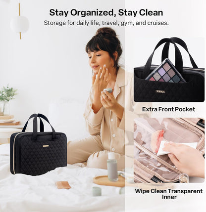 Everfun Hanging Travel Toiletry Bag Women, Leakproof Wet Dry Compartments