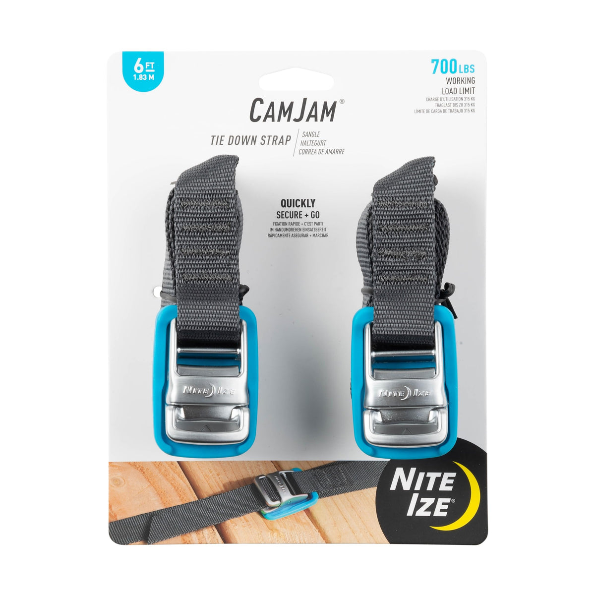 Nite Ize CamJam Tie Down Strap - Tie Down Ratchet Straps - Straps for Trucks & Cars - Tie Downs for Luggage & Gear - 12 ft Strap, Orange (Pack of 2)