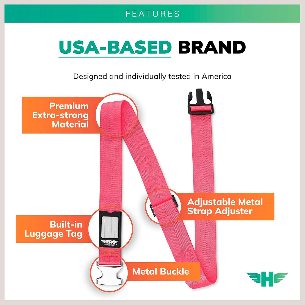 Hero Luggage Straps for Suitcases (2-Pack), Heavy-Duty Adjustable Bag Belts