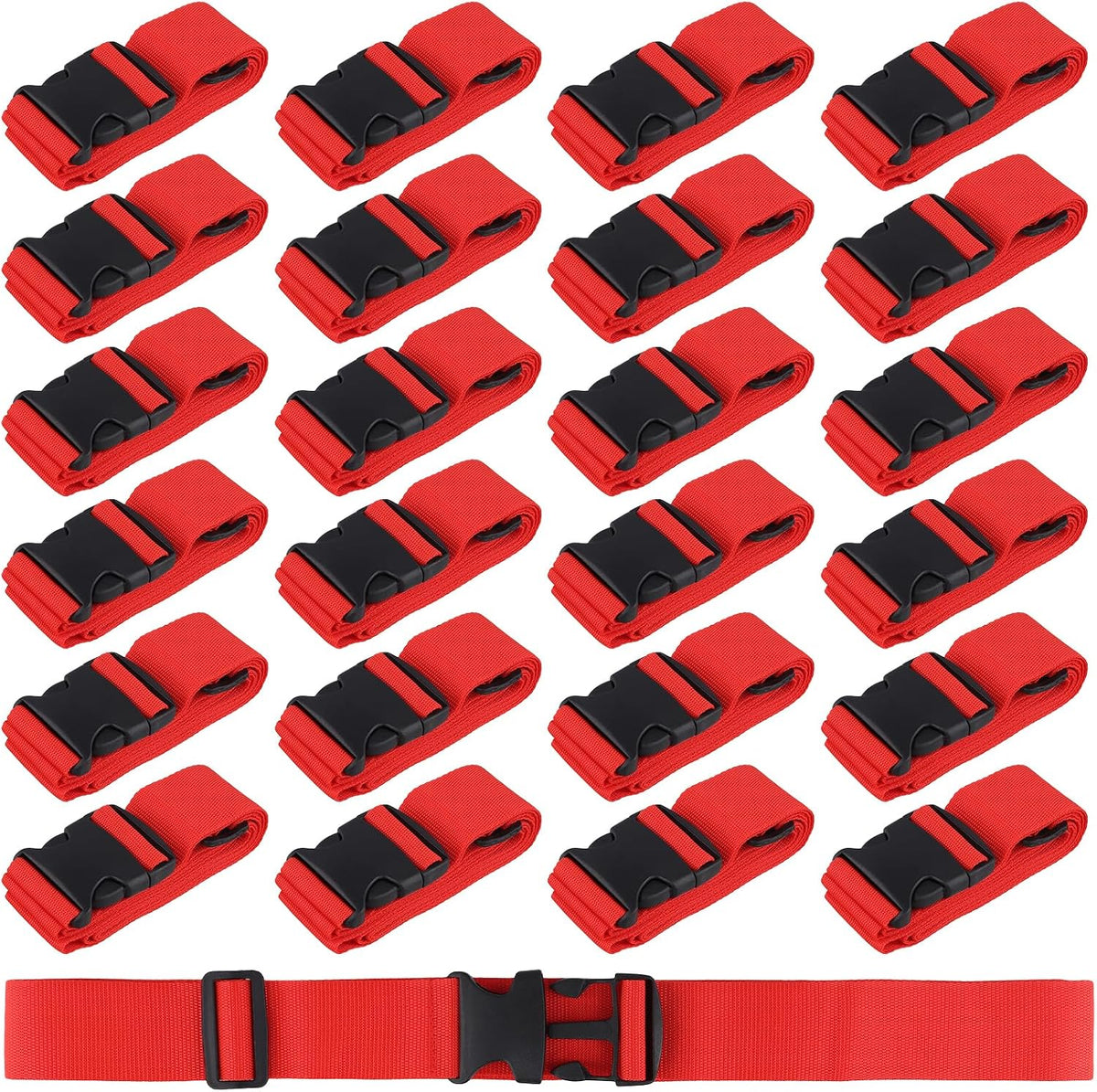25 Pack Luggage Straps for Suitcases, 78 x 2 Inch Suitcase Belts with Quick Release Buckles Adjustable Travel Straps for Luggage,Suitcases,Red