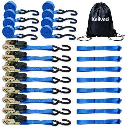 Ratchet Tie Down Straps 8PK, 1in x 16ft, 1740lb Break Strength